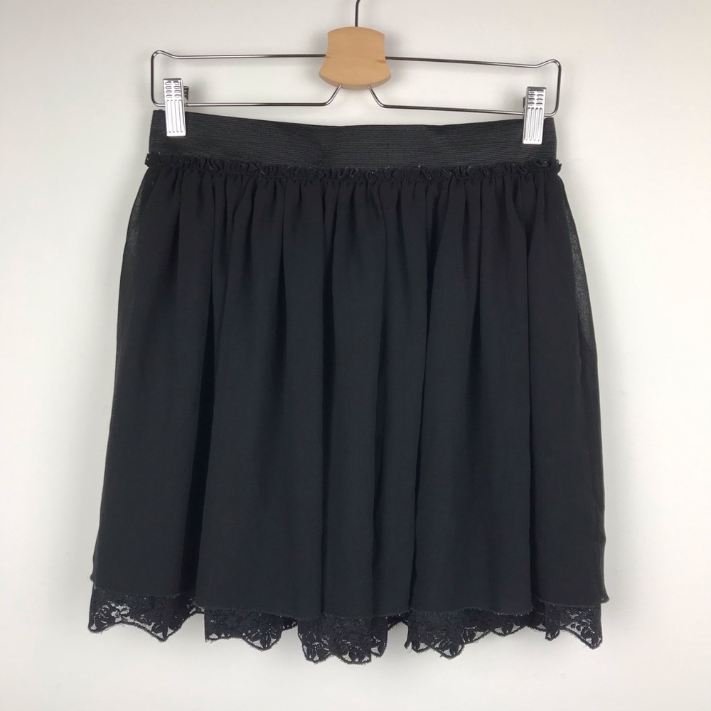 Kardashian Kollection Black Lace Trim Mini Skirt